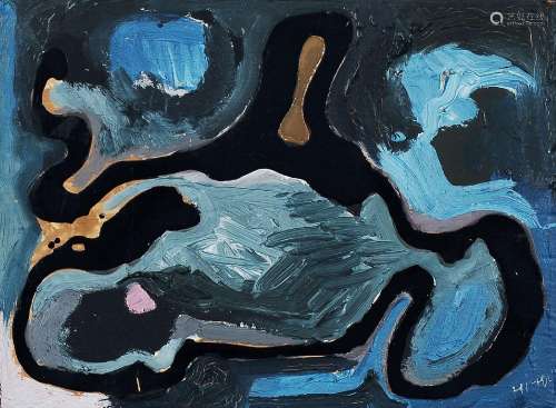 Erhard Hippold, Komposition in Blau. 1970''s.