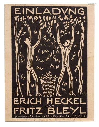 Fritz Bleyl "Einladung Erich Heckel und Fritz Bleyl&quo...