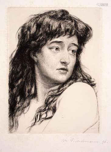 Max Pietschmann, Porträt einer jungen Frau mit offenem Haar....