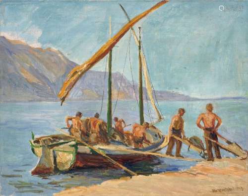 Otto Westphal "Sandbarke Genfer See". 1919.