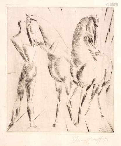 Edwin Scharff, Mann mit Pferden. 1917.