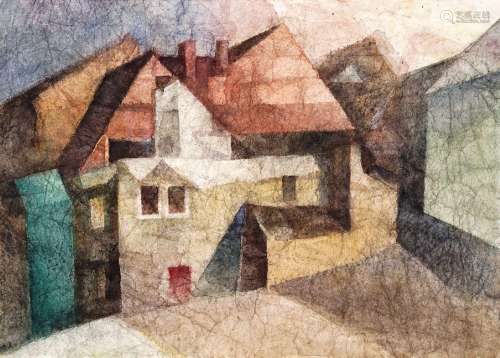 Rudolf Lipowski "Häuser Pirnaer Altstadt". 1980''s...