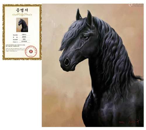 Black Stallion Oil Painting By Kim Kyung-mi