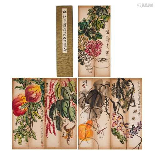 Qi Baishi, Chinese Flower and Peaches Painting Album