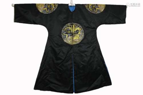 Embroidered Navy-Ground Dragon Imperial Robe