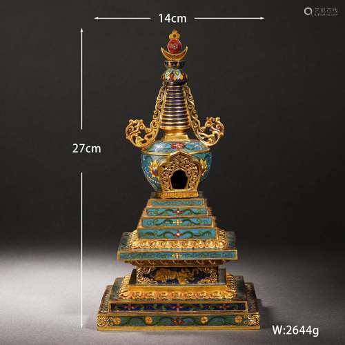 Cloisonne Enamel Stupa