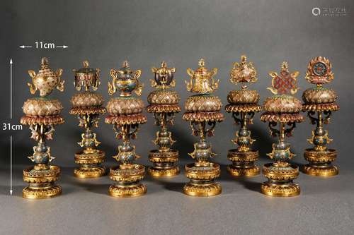 Set of Cloisonne Enamel Babao Ornaments