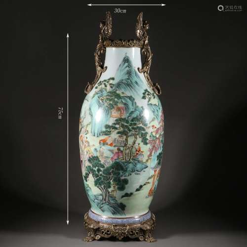 Famille Rose Immortals and Longevity Figure Vase