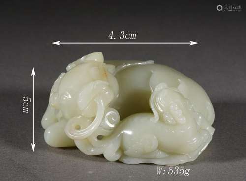 Carved Jade Bull Ornament