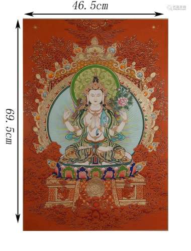 Thangka of Shadakshari Avalokitesvara