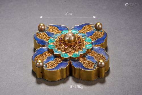 Enamel Gold Filigree Accessory Chest