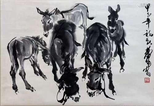 Huang Zhou, Chinese Painting, Donkey