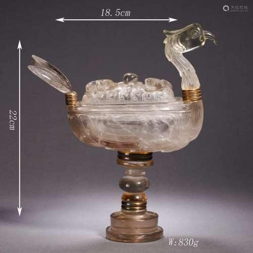 Carved Rock Crystal Bird Cup