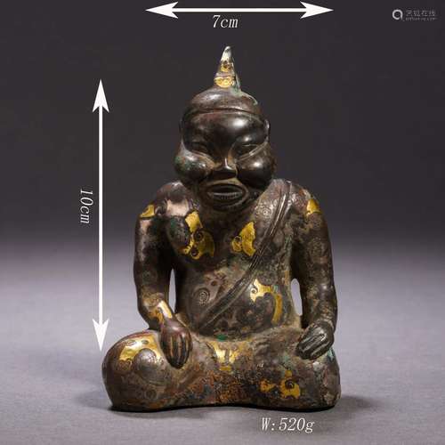 Gold Inlaying Bronze Figure Acala