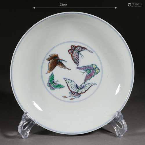 Doucai Glaze Butterfly Plate