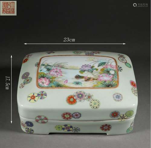 Celadon Glaze Famille Rose Flower Enclosing Mandarin Duck Bo...