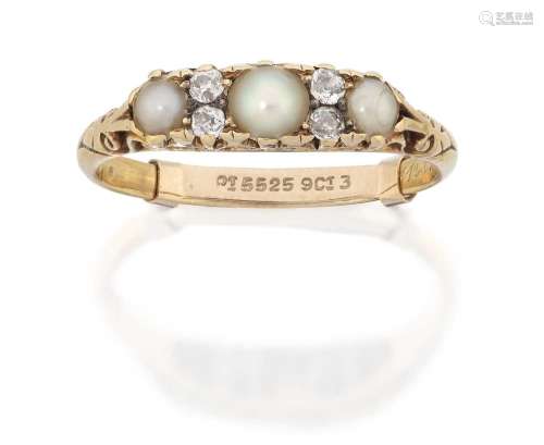 A Split Pearl and Diamond Ring First quarter 20th century