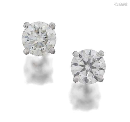 A Pair of Diamond Solitaire Earrings