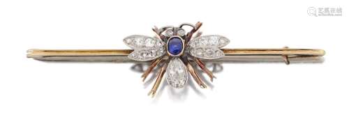 A Sapphire and Diamond Insect Brooch First quarter 20th cent...