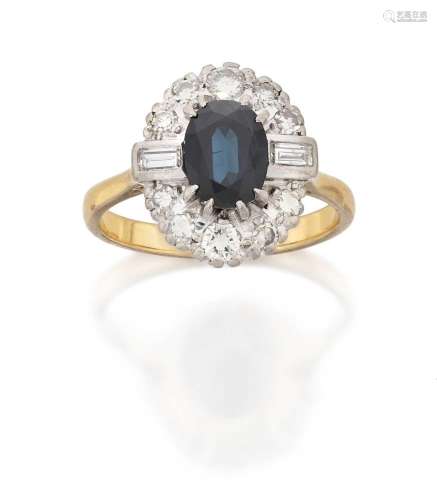 A Sapphire and Diamond Cluster Ring