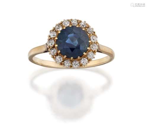 A Sapphire and Diamond Ring