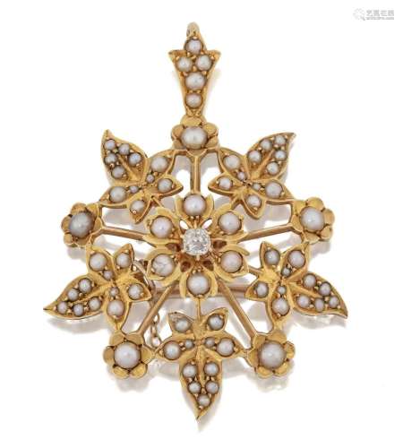 A Split Pearl and Diamond Brooch/Pendant First quarter 20th ...