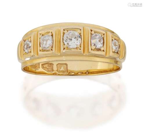 A Victorian 18 Carat Gold Diamond Five Stone Ring
