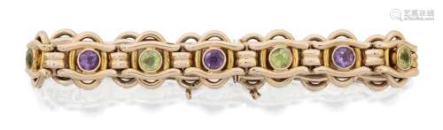 A Peridot and Amethyst Bracelet First quarter 20th century
