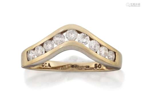 A 9 Carat Gold Diamond Wishbone Ring