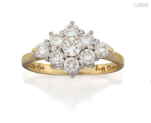 An 18 Carat Gold Diamond Cluster Ring