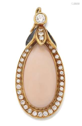 A French Coral and Diamond Pendant