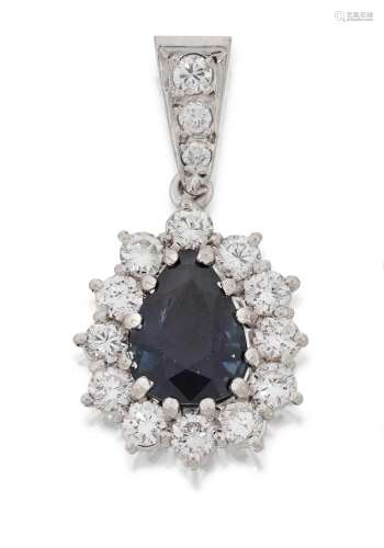 A Sapphire and Diamond Cluster Pendant