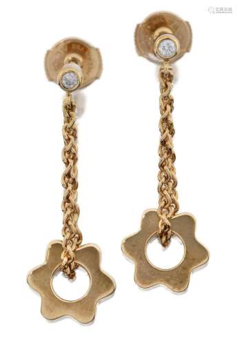 A Pair of 18 Carat Gold Diamond Drop Earrings by Montblanc
