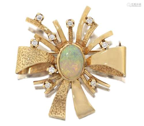 An Opal and Diamond Brooch