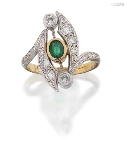 An 18 Carat Gold Emerald and Diamond Ring