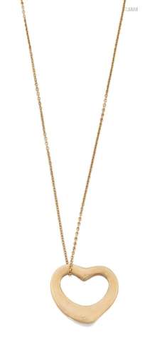 An 18 Carat Rose Gold Heart Pendant on Chain by Elsa Peretti...
