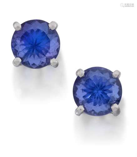 A Pair of Tanzanite Solitaire Earrings by Iliana