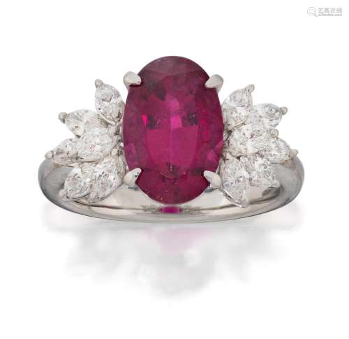 A Pink Tourmaline and Diamond Ring
