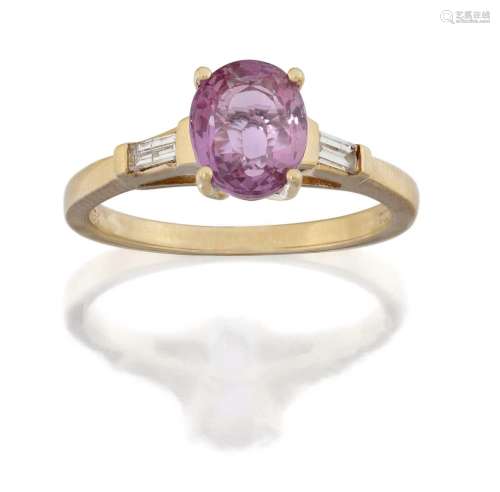 A Pink Sapphire and Diamond Ring
