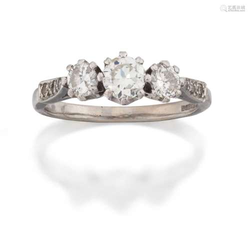 An 18 Carat White Gold Diamond Three Stone Ring