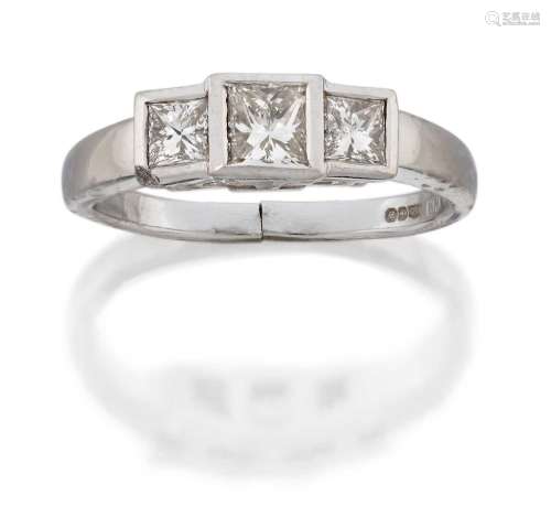 A Platinum Diamond Three Stone Ring