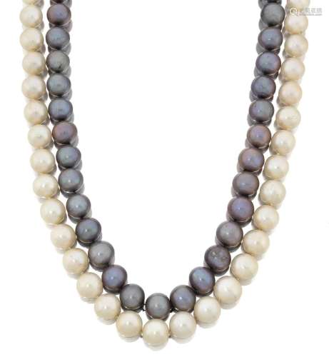 Two Cultured Pearl Necklaces with Matching Earrings