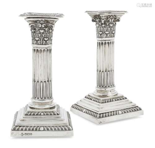 A Pair of Victorian Silver Candlesticks by Mappin Brothers, ...