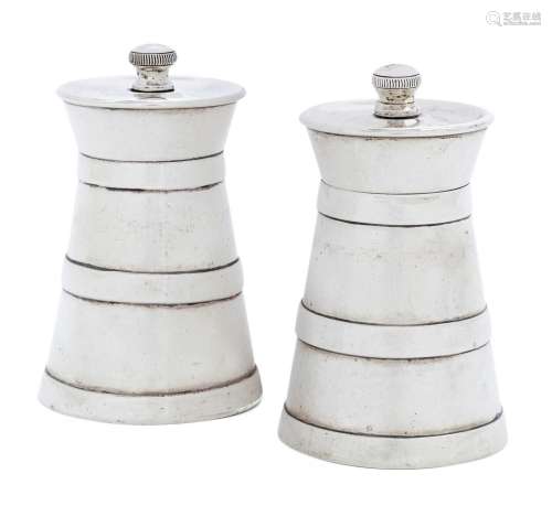 A Pair of George V Silver Pepper-Grinders by John Grinsell a...