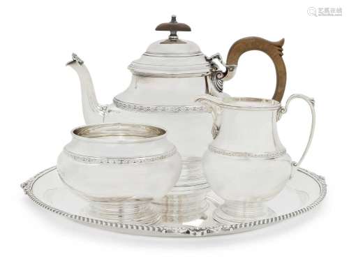 A Three-Piece George V Silver Tea-Service by William Sucking...