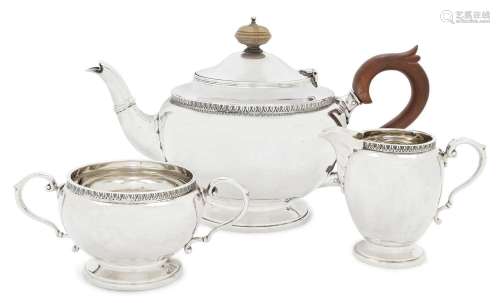 A Three-Piece George V Silver Tea-Serice by Goldsmiths and S...