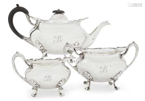 A Three-Piece Edward VII Scottish Silver Tea-Service by Robe...