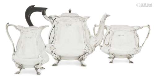 A Three-Piece George V Silver Tea-Service by Mappin and Webb...