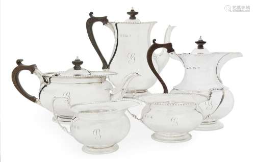 A Five-Piece George V Silver Tea and Coffee-Service by Elkin...