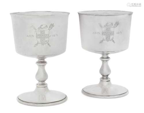 A Pair of Elizabeth II Silver Goblets by Barker Ellis Silver...